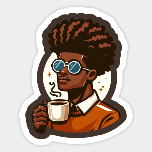 Afrocentric Man Drinking Coffee Sticker